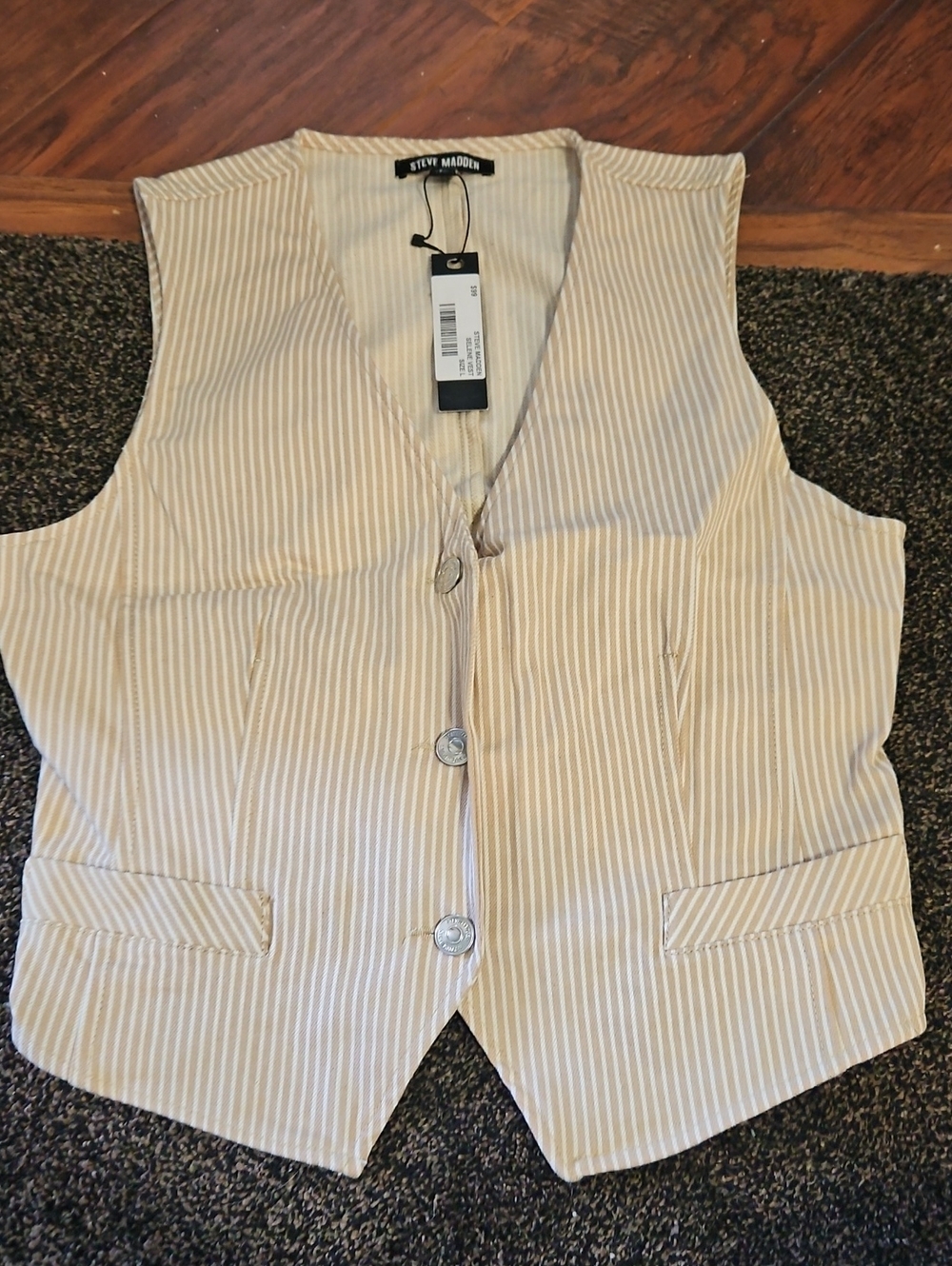 Steve Madden Beige and White Striped Women's Vest